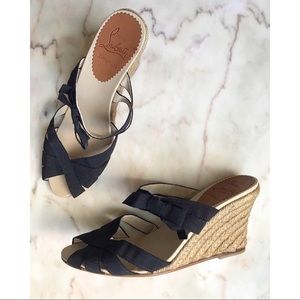 Christian Louboutin ribbon espadrille wedges 37